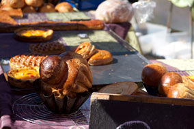 Boulangerie auf dem Markt in Saint-Pierre-Église - immer mittwochs